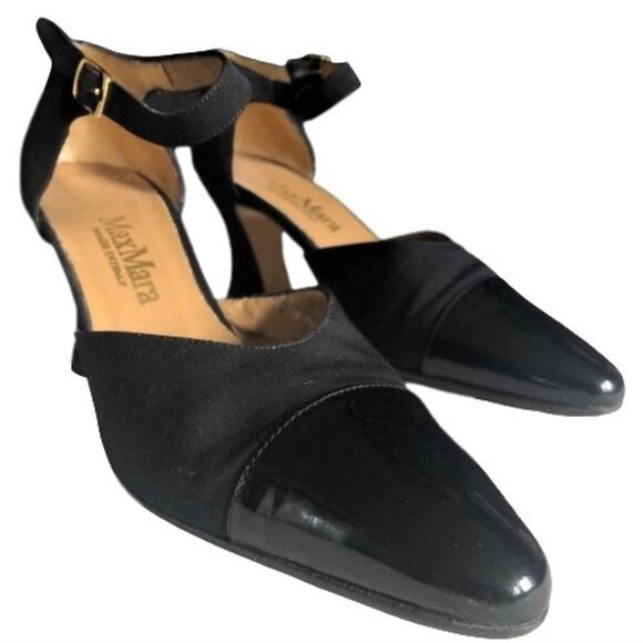 Vintage 90s Max Mara made in Italy kitten heel mary janes strappy shoes heels - Picture 5 of 15